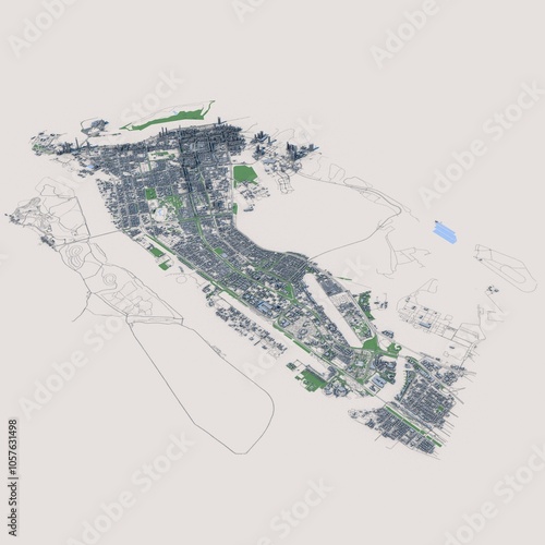 Abu Dhabi City United Arab Emirates Map, 3D Rendering
