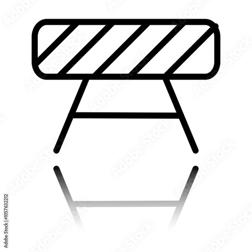 Barrier simple icon. Flat design. Black icon with mirror reflection. White background