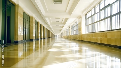 Wallpaper Mural Modern Minimalistic Concrete Coworking Office room with Blank Walls, High Ceilings,and Mockup Frame Torontodigital.ca