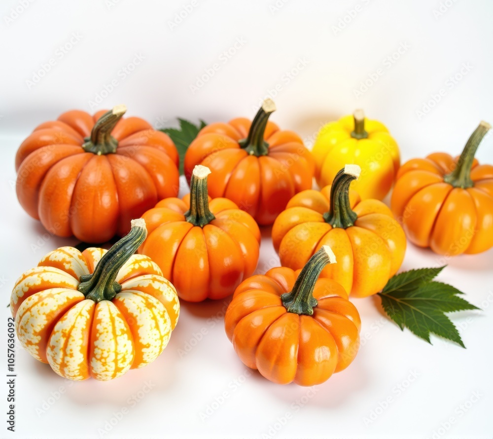 pumpkins different vegetables on white background pumpkins different vegetables on white background