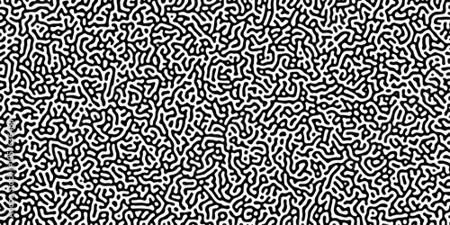 Turing reaction diffusion monochrome seamless pattern with chaotic motion .Linear design with biological shapes. Organic lines in memphis. abstract turing organic wallpaper background .	