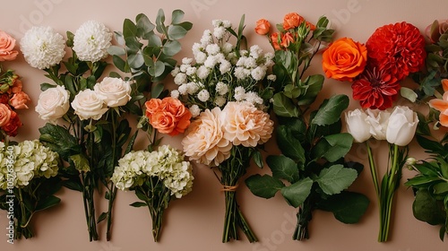 Fresh Floral Arrangement on a Flat Table Surface