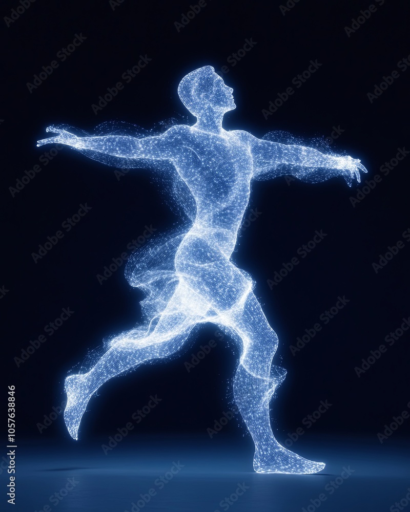 Fototapeta premium Ethereal Human Form with Flowing Light Patterns