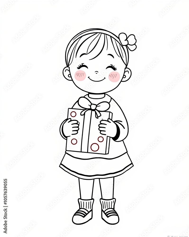 Happy Kid Holding Wrapped Gift Happy Kid Holding Wrapped Gift