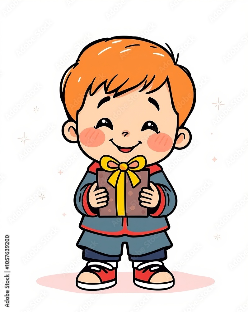 Cheerful Kid with Festive Gift Cheerful Kid with Festive Gift