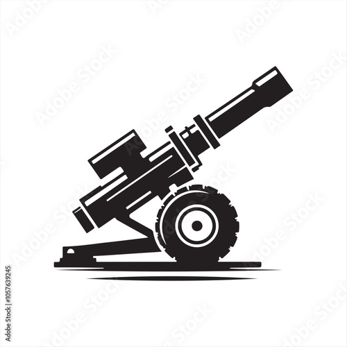 Modern military mortar silhouette vector icon