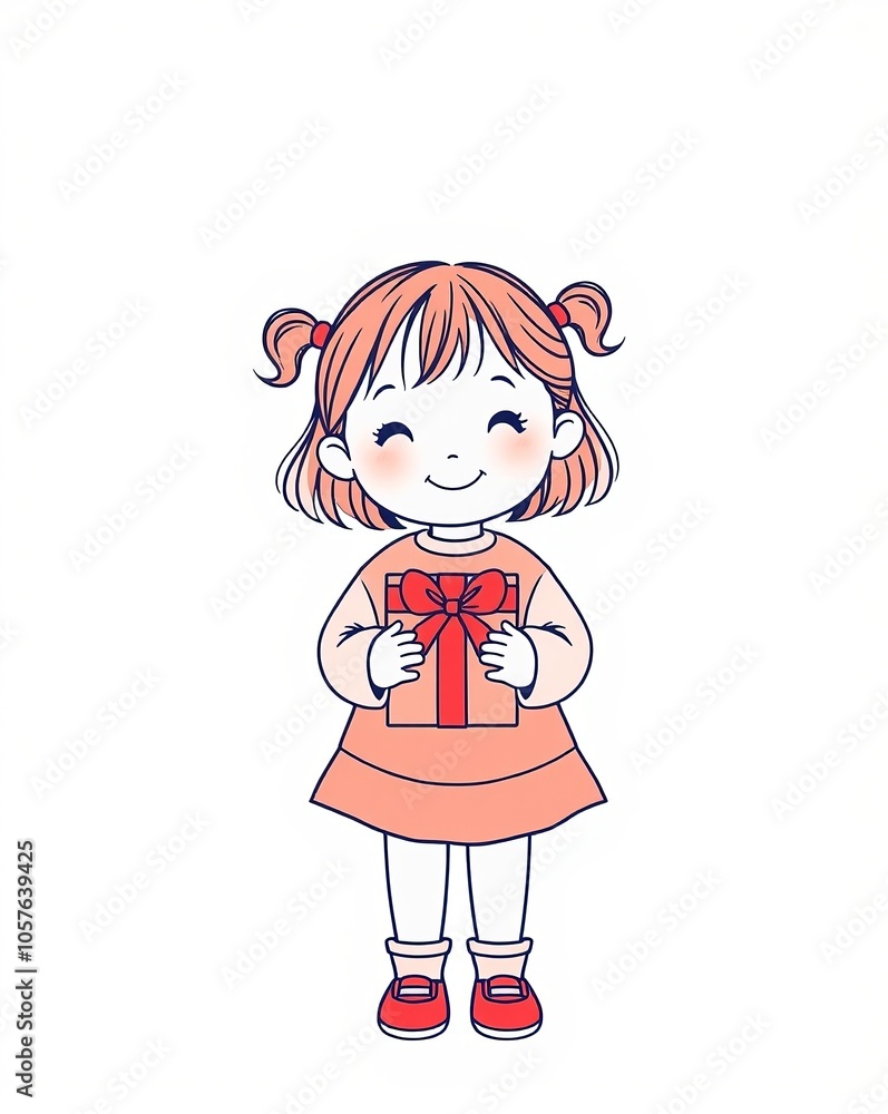 Happy Girl Holding Holiday Present Happy Girl Holding Holiday Present