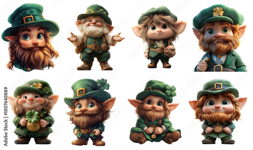 Obraz premium St. Patrick's Day Cartoon Leprechaun Collection