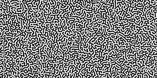 Turing reaction diffusion monochrome seamless pattern with chaotic motion .Linear design with biological shapes. Organic lines in memphis. abstract turing organic wallpaper background .	
