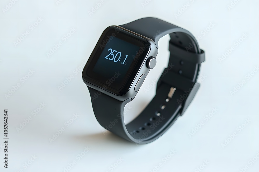 Modern smart watch with a clean digital display, isolated on a white background Modern smart watch with a clean digital display, isolated on a white background