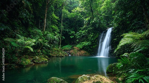 Discover the serenity of a hidden oasis a lush rainforest with cascading waterfalls and tranquil waters await your exploration
