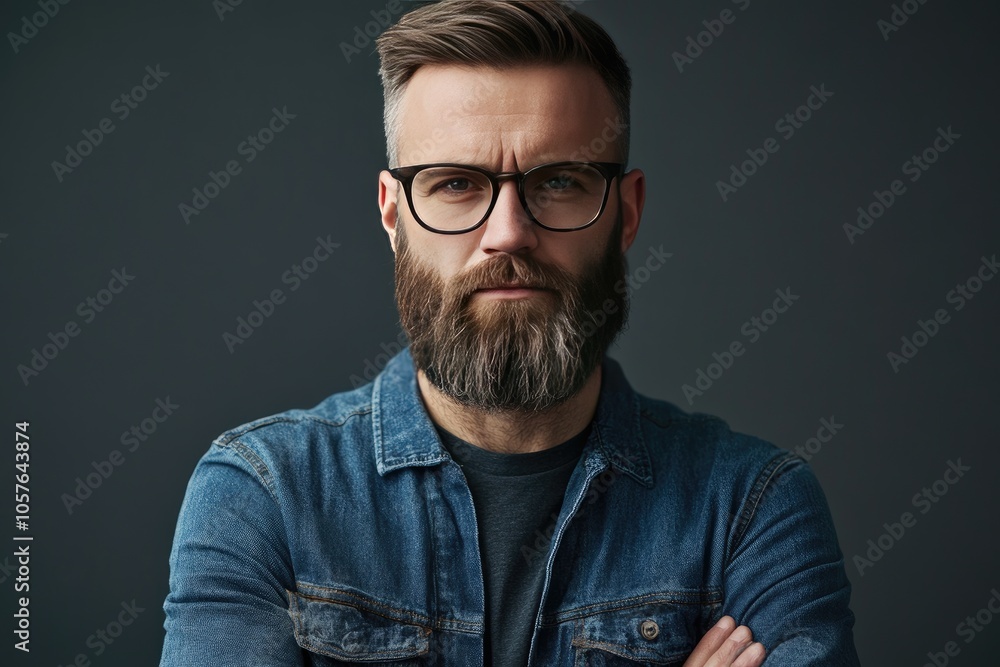 Close-up Portrait of a Man with a Beard and Glasses Close-up Portrait of a Man with a Beard and Glasses