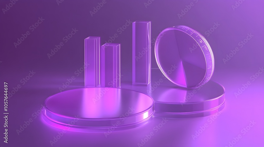 Cute isometric 3D image of 3D pie chart and bar chart in realistic metallic silver illuminated by neon purple. add floating, transparent charts and circular measurement tools. ensure perfect shapes a
Cute isometric 3D image of 3D pie chart and bar chart in realistic metallic silver illuminated by neon purple. add floating, transparent charts and circular measurement tools. ensure perfect shapes a