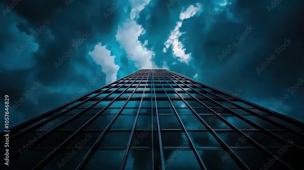 Reaching for the Skies A Stunning Perspective on Modern Architecture Against Dramatic Cloudy Backdrop Reaching for the Skies A Stunning Perspective on Modern Architecture Against Dramatic Cloudy Backdrop