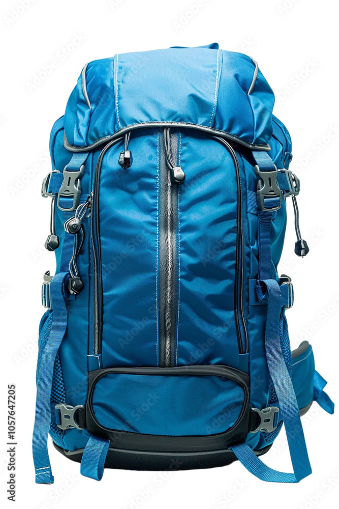 Fototapeta premium Vibrant Blue Backpack for Outdoor Adventure