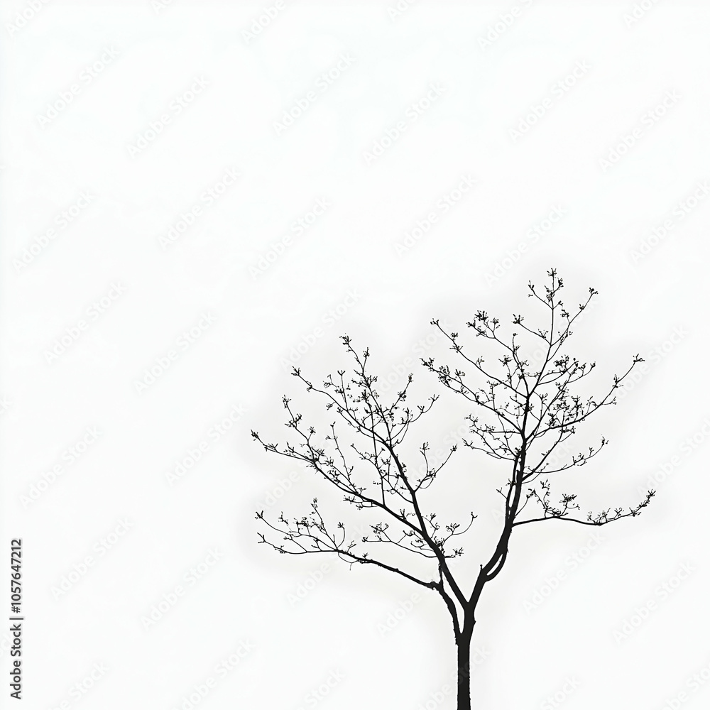 Silhouette of a Dead Tree with New Leaves Against a Subtle Overlay Background Silhouette of a Dead Tree with New Leaves Against a Subtle Overlay Background