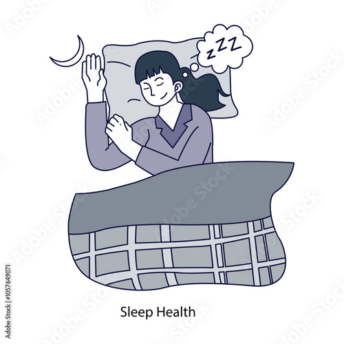 Vector icon for sleep health. Crescent moon with pillow and Zs, symbolizing restful sleep and nighttime relaxation.