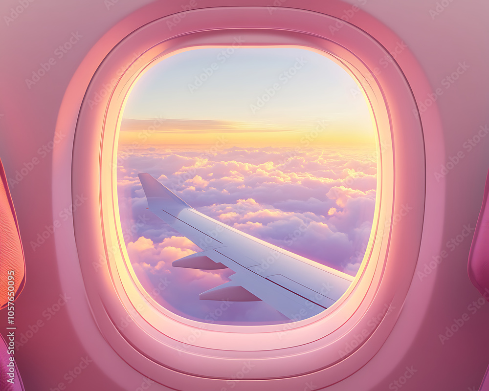 Serene View from Airplane Seat at Sunset Serene View from Airplane Seat at Sunset