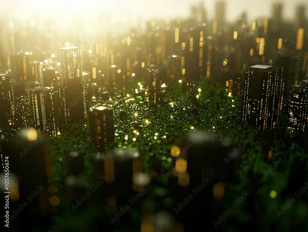 Obraz premium A Lush Urban Jungle Exploring the Harmony Between Nature and Skyscrapers