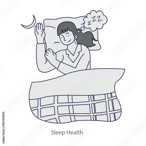 Vector icon for sleep health. Crescent moon with pillow and Zs, symbolizing restful sleep and nighttime relaxation.
