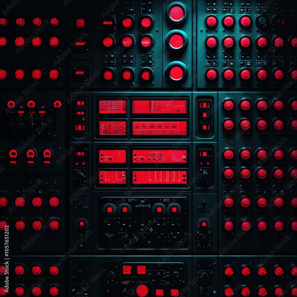 Futuristic Control Panel with Red and Black Aesthetic for Advanced Technology Interfaces Futuristic Control Panel with Red and Black Aesthetic for Advanced Technology Interfaces