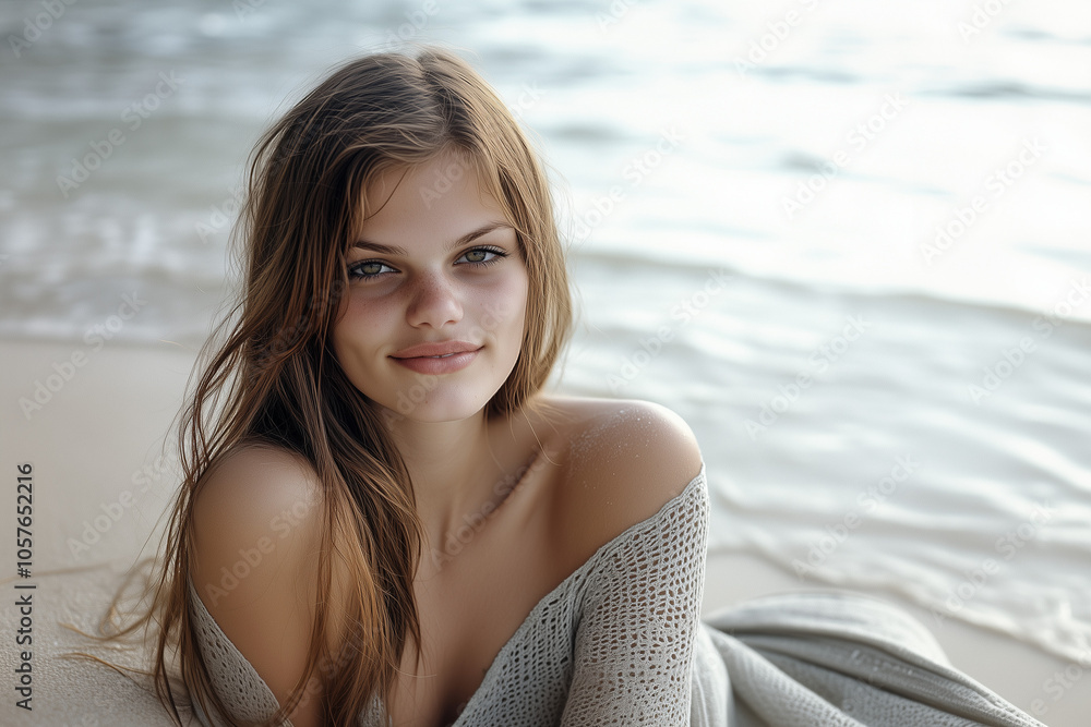 Beautiful happy girl sunbathing on a sandy tropical beach... Beautiful happy girl sunbathing on a sandy tropical beach...