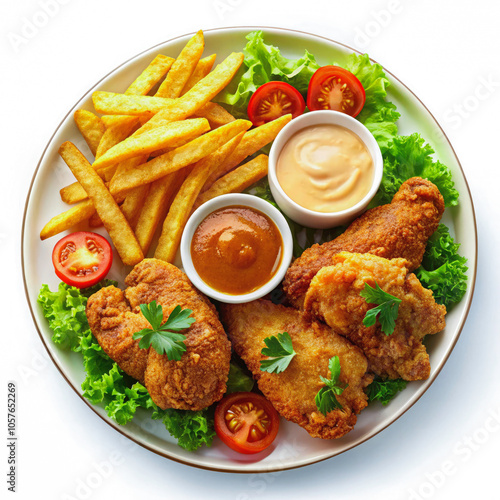 Crispy Fried Chicken with Fresh Vegetables - A Delicious and Balanced Meal