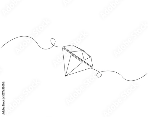 Continuous one line drawing of diamond stone. One line drawing illustration of luxury diamond. Jewellery, gemstone, fashion concept single line. Editable outline