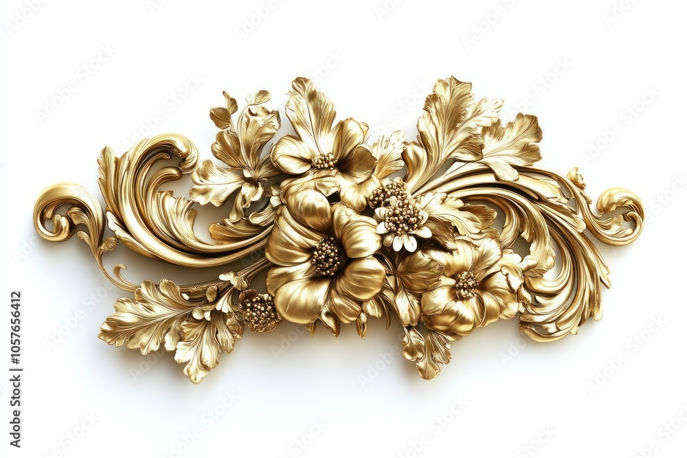 Naklejka premium Elegant Floral Gold Decoration for Design Purposes