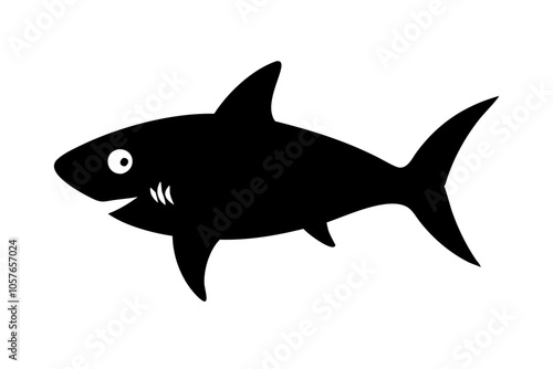 Shark Cartoon Silhouettes Vector Illustration on White Background photo