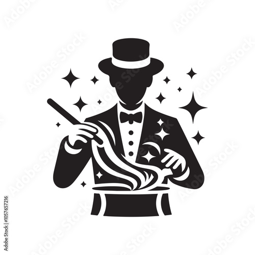 Enchanting Magician Silhouette Vectors for Posters, T-Shirts & More