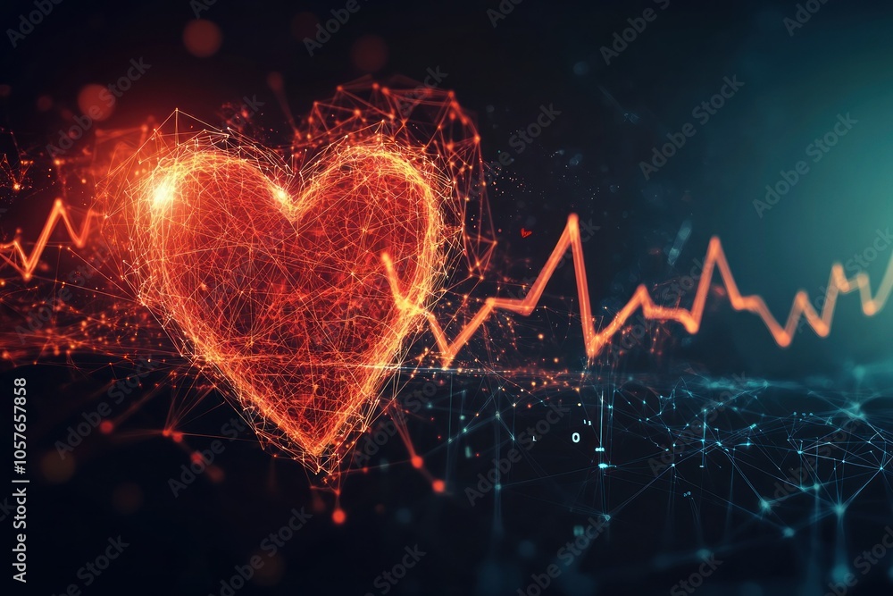 Vibrant Heartbeat Visual with Digital Elements Vibrant Heartbeat Visual with Digital Elements