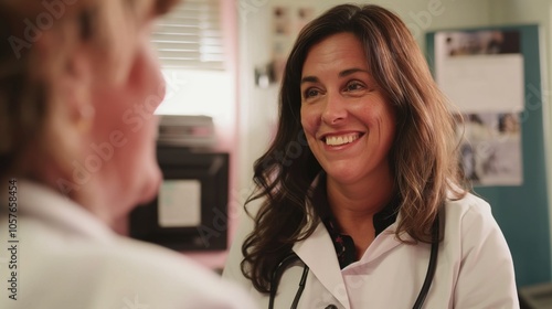 Portrait of a female women's health doctor in a bright modern doctor's office