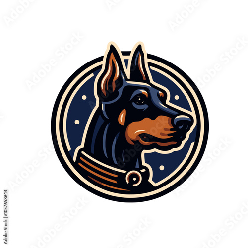 Doberman pincher breed dog. Isolated vector illustration	