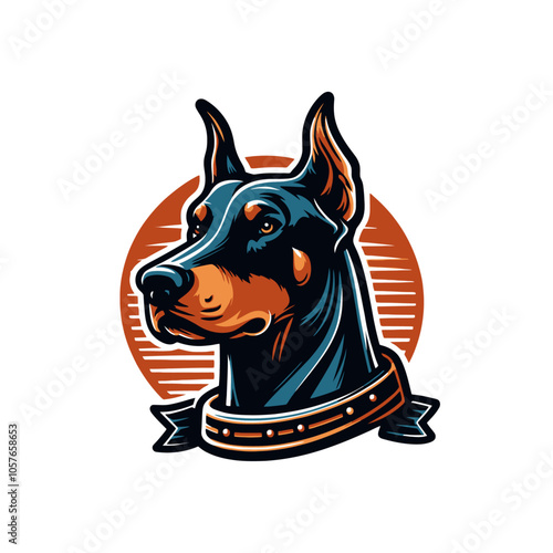 Doberman pincher breed dog. Isolated vector illustration	