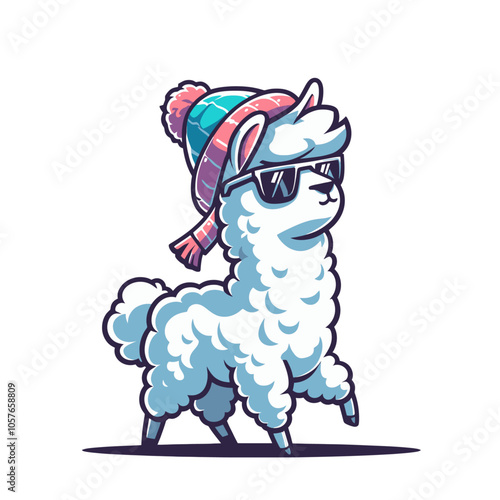 cool llama or alpaca vector mascotcharacter isolated illustration