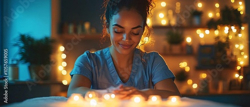 Calm Evening with a Nurse Surrounded by Soft Lights