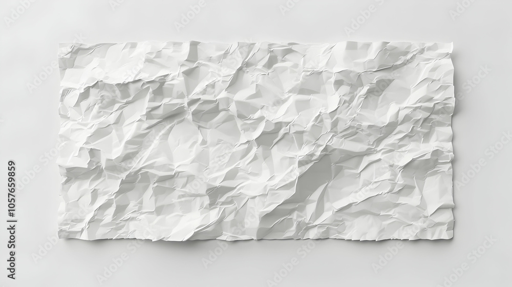 A crumpled piece of white paper isolated on a white background. A crumpled piece of white paper isolated on a white background.