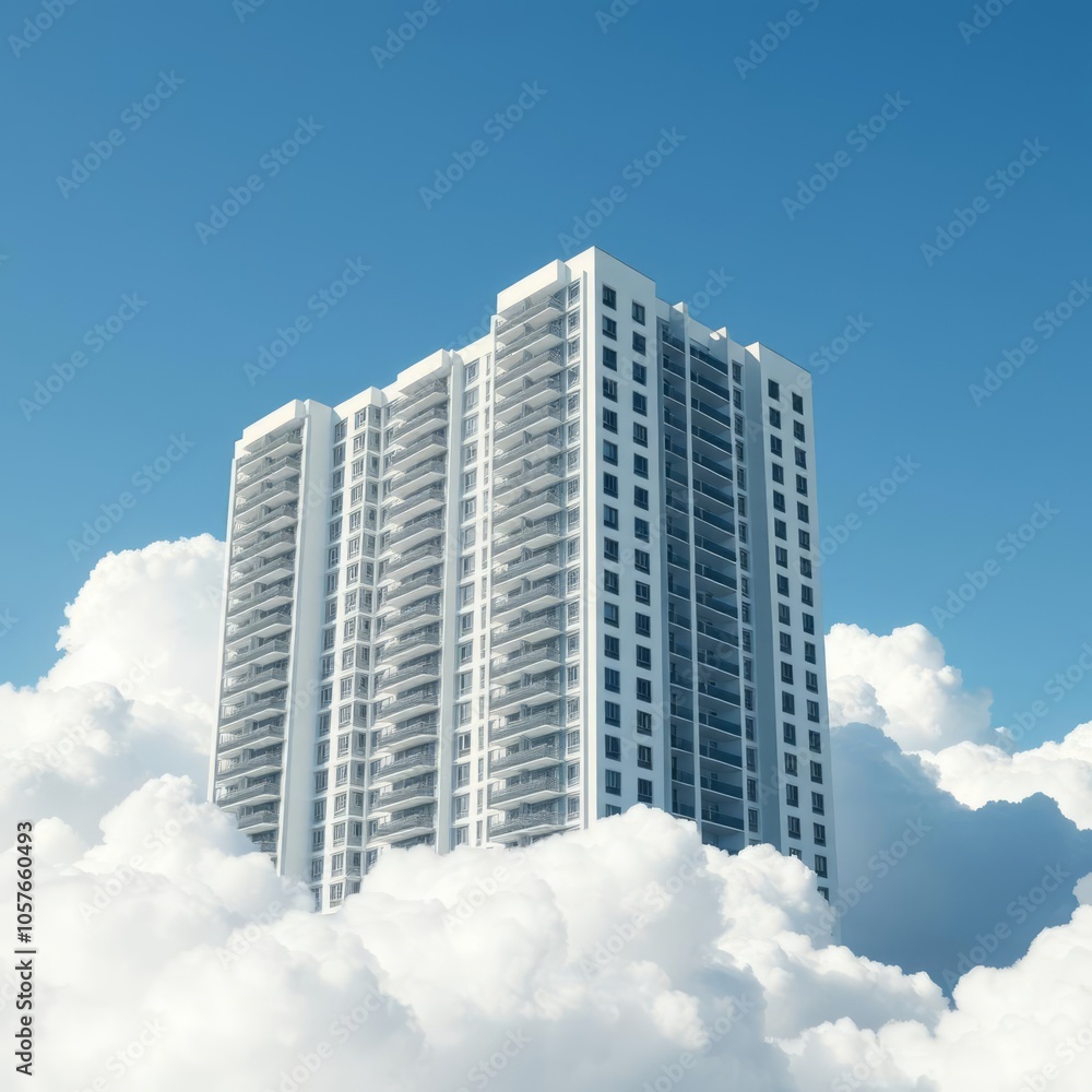 White building across white clouds Condominium White building across white clouds Condominium
