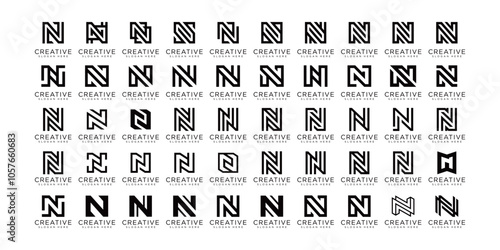 collection of initial letter N logo design template.