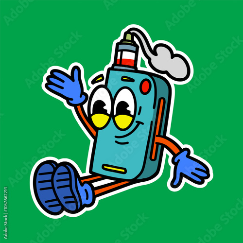 Groovy Electronic Cartoon Character Mascot Illustration