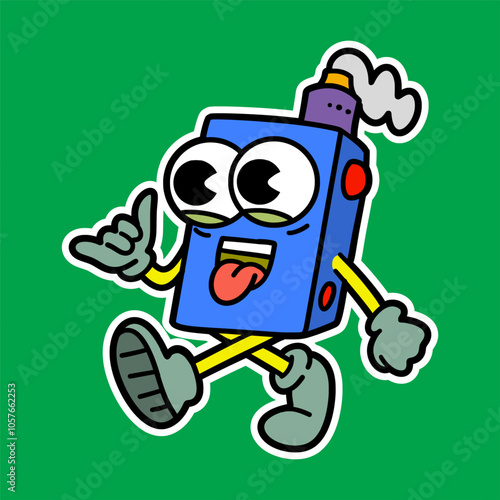 Groovy Electronic Cartoon Character Mascot Illustration