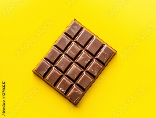 Chocolate bar isolated on a yellow background