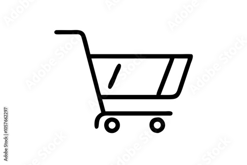 Shopping Cart Icon Vector Silhouette Illustration on White Background