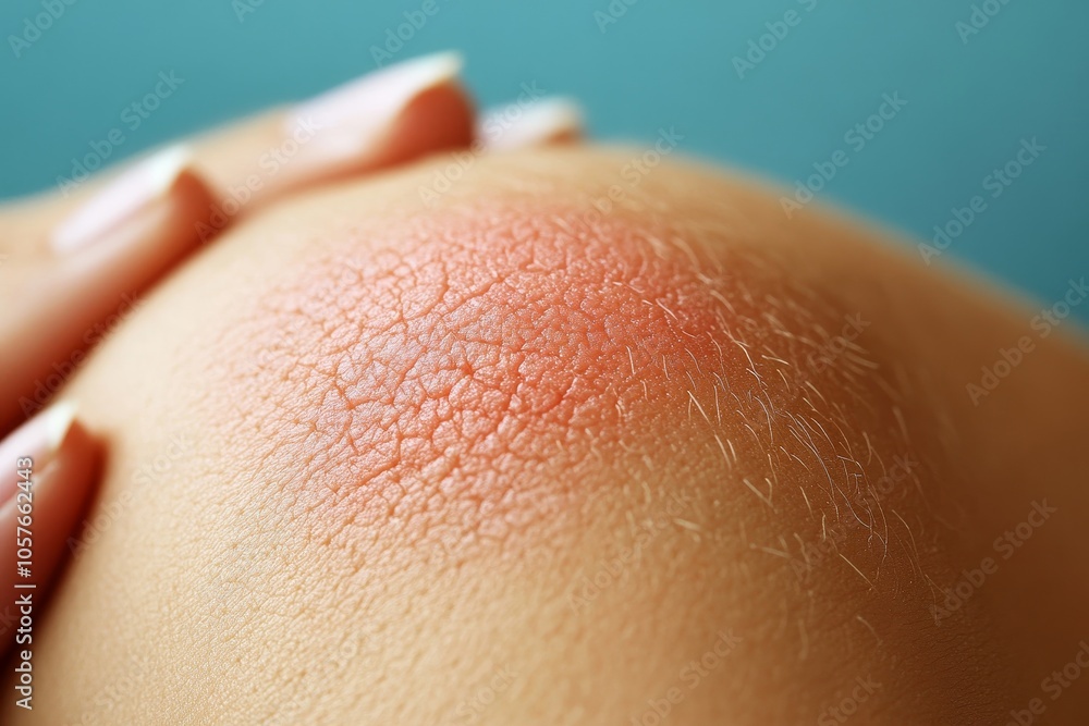 Fototapeta premium person have red rash on arm from insect bite allergic, Generative AI