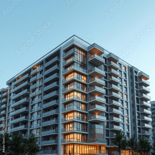 Facade of a modern multi-storey residential building in moscow Condominium 