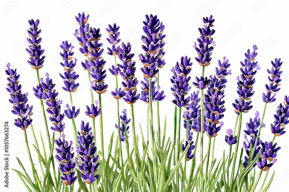 Naklejka premium Bright Lavender Field Under Summer Sky
