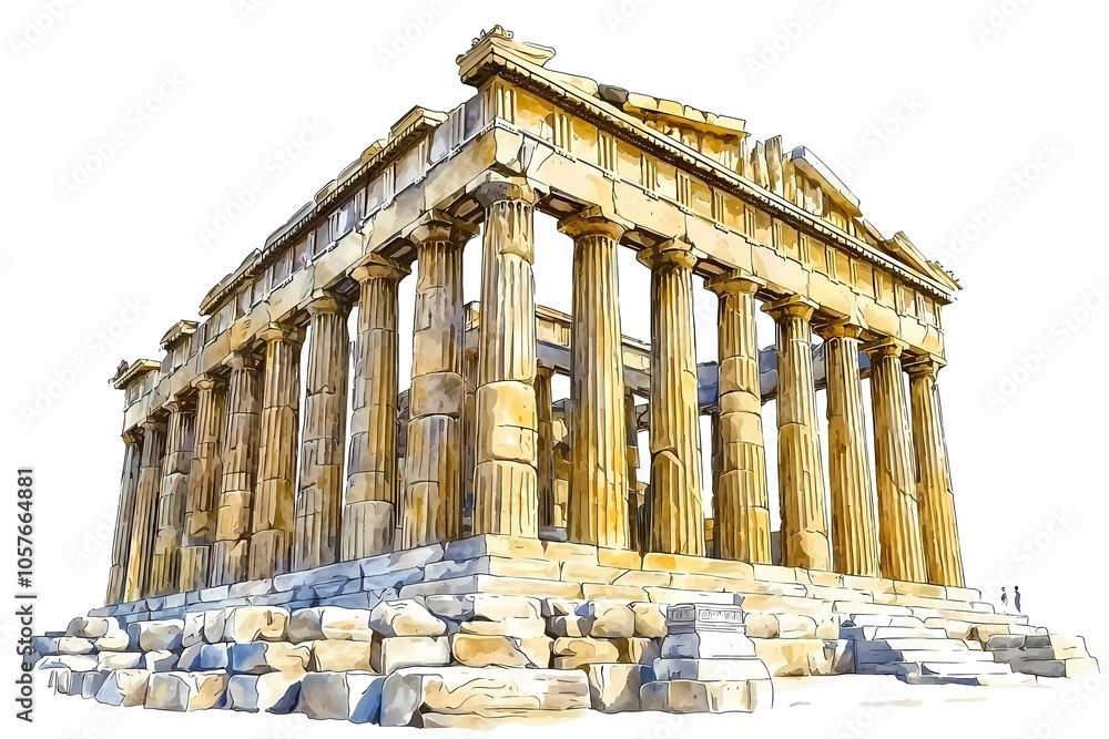Obraz premium Isolated Ancient Greek Temple with Stone Columns
