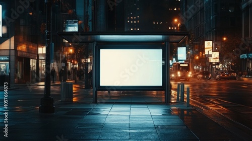 empty bus shelter straight on ooh billboard set in urban city 