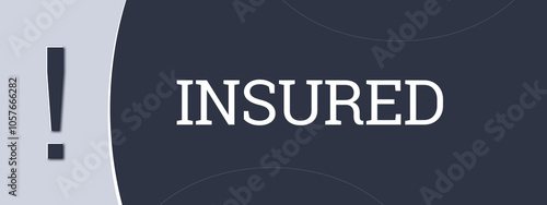 insured.. A blue banner illustration with white text. photo